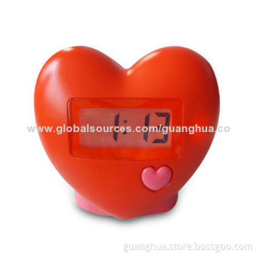 Novelty Digital Table Clock in Heart Shape with LCD Display